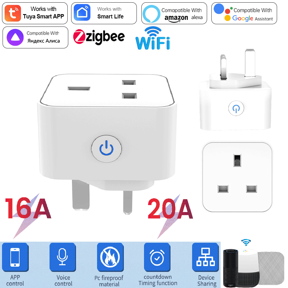 Smart Home Voice Assistant - Prise intelligente Tuya 16A/20A WiFi ou