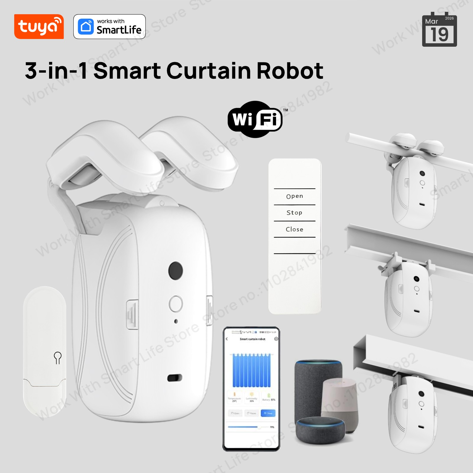 Smart Home Gira - 1/2 Robot de rideau intelligent WiFi