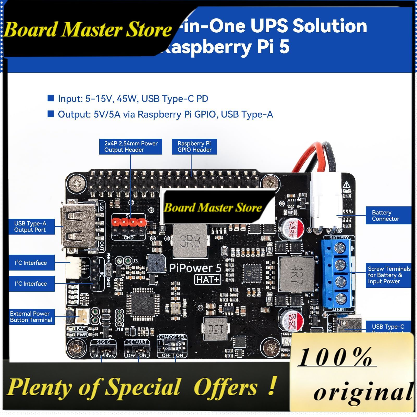 Smart Home Nas - BoMaSPiPower 5 Raspberry Pi 5/4B/3B+/Zero 2