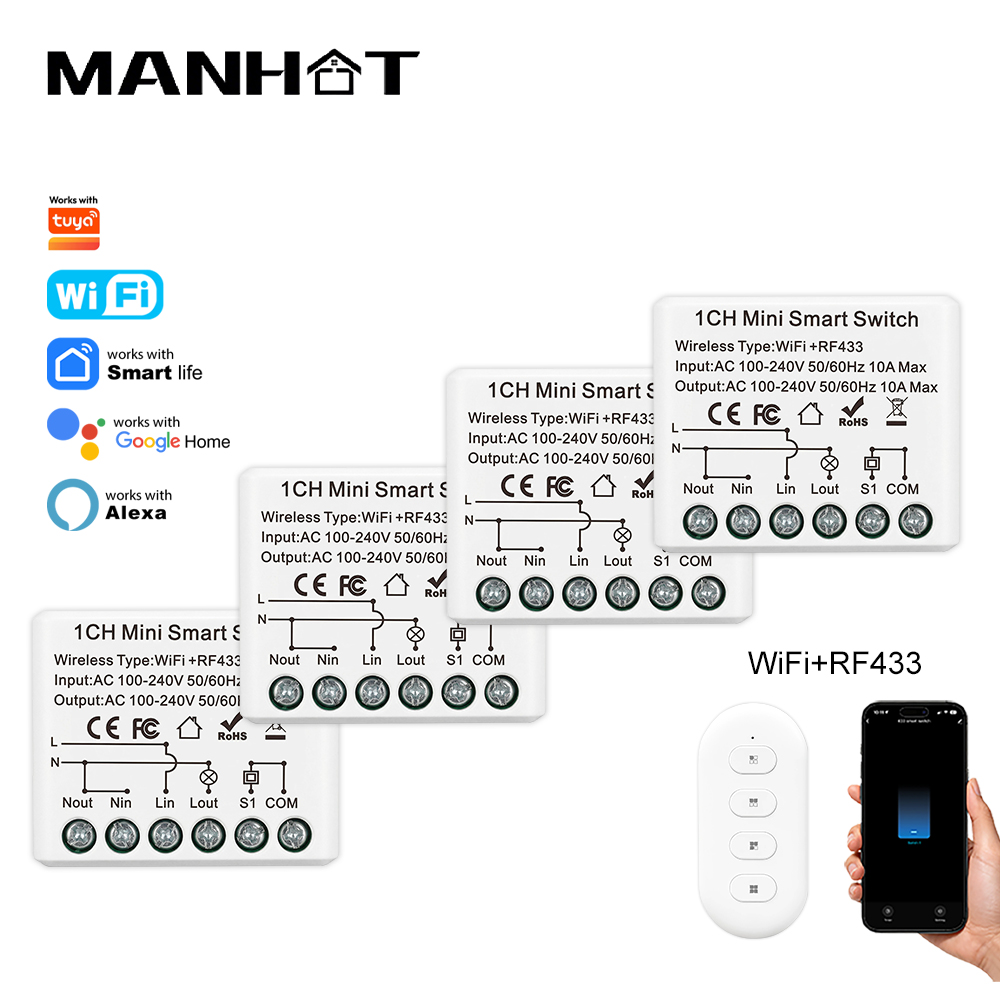 Smart Home Yale - Mini-interrupteur intelligent WIFI 10A, télécommande sans