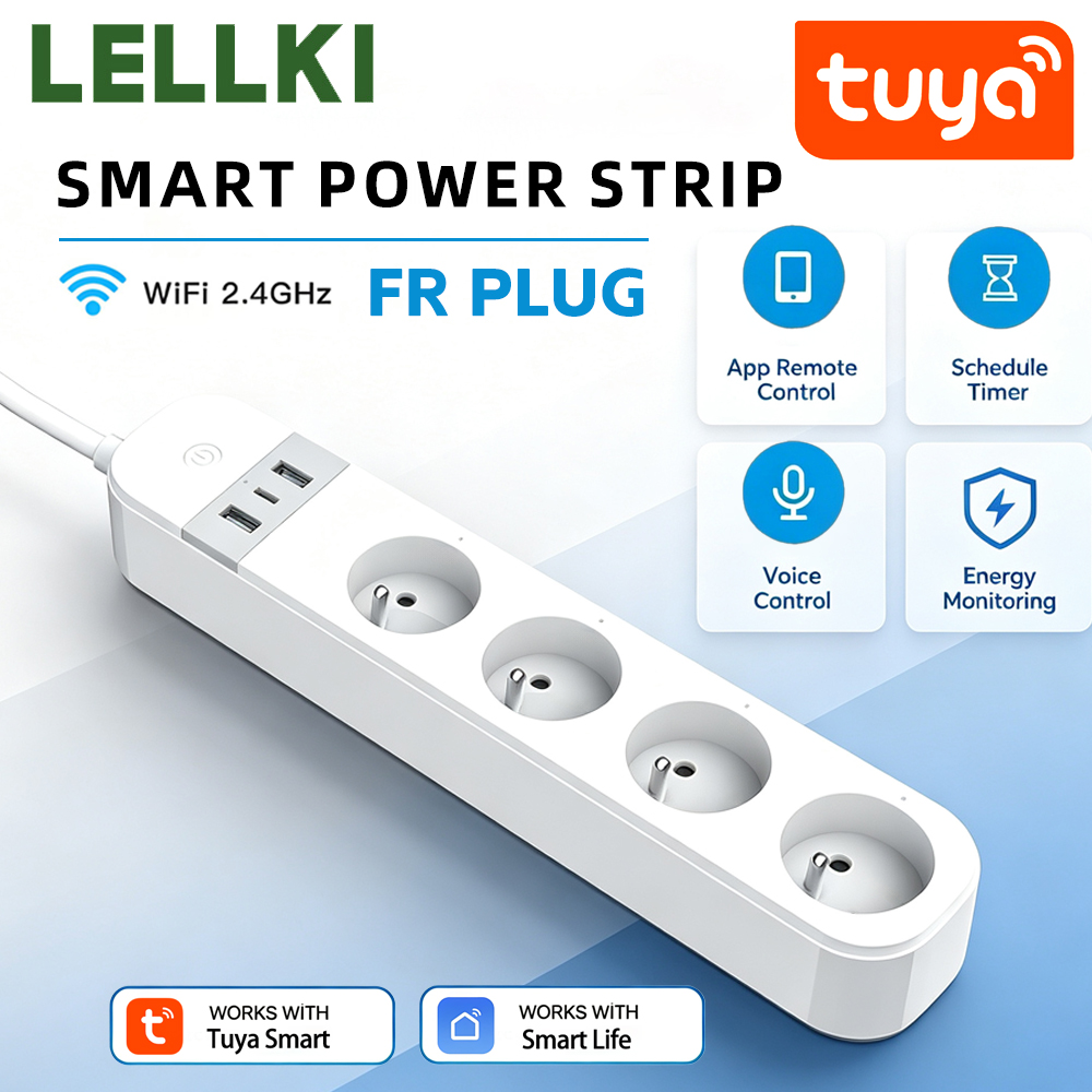 Smart Power Strip - LELLKI FR WiFi Tuya Multiprise Intelligente