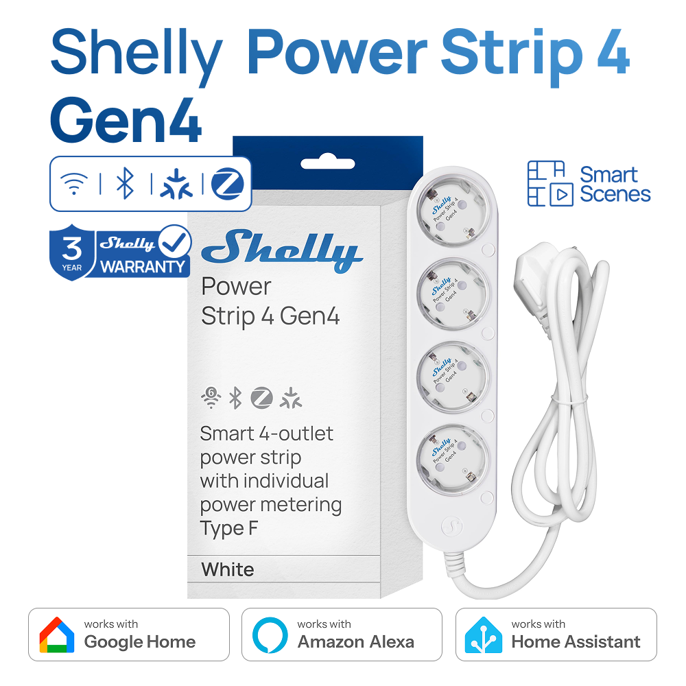 Smart Power Strip - Multiprise Shelly 4 Gen4 prise intelligente